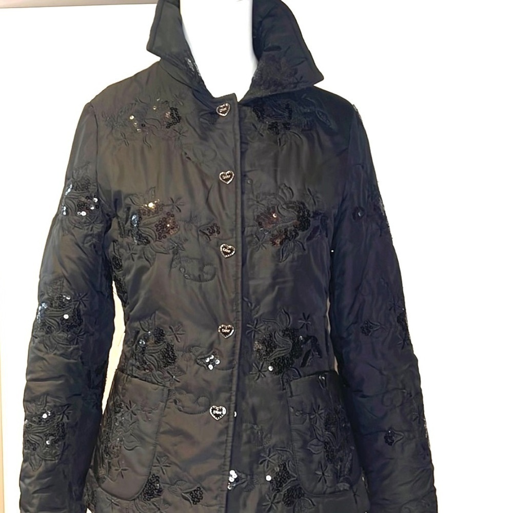 Christian Dior Sz 8 Lightly Quilted Beaded Snap Closure Blazer Jacket